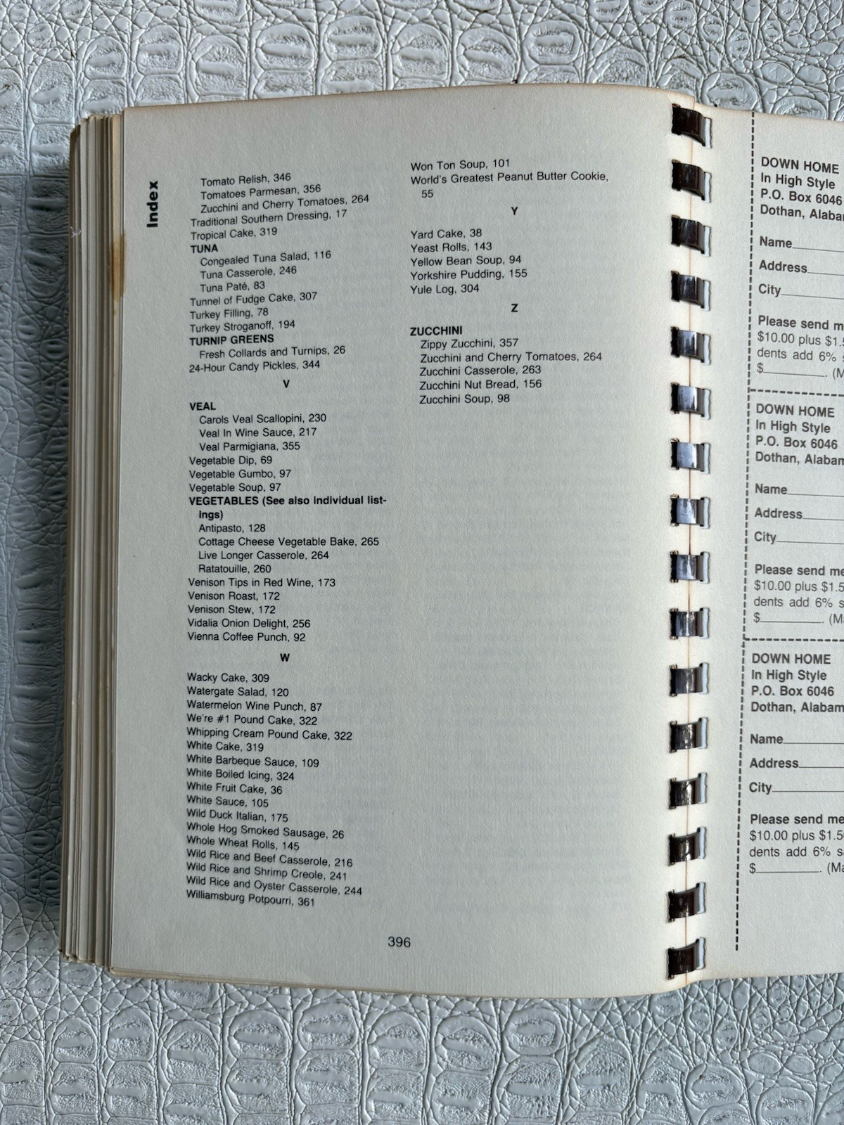 VTG Cookbook DOWN HOME IN HIGH STYLE 3rd Printing 1983 Dothan Alabama 396 Pages