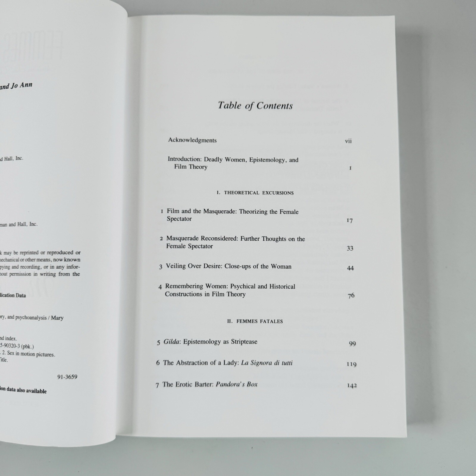 Femmes Fatale – Feminist Film Theory Psychoanalysis – Doane (1991) PB 1st Ed