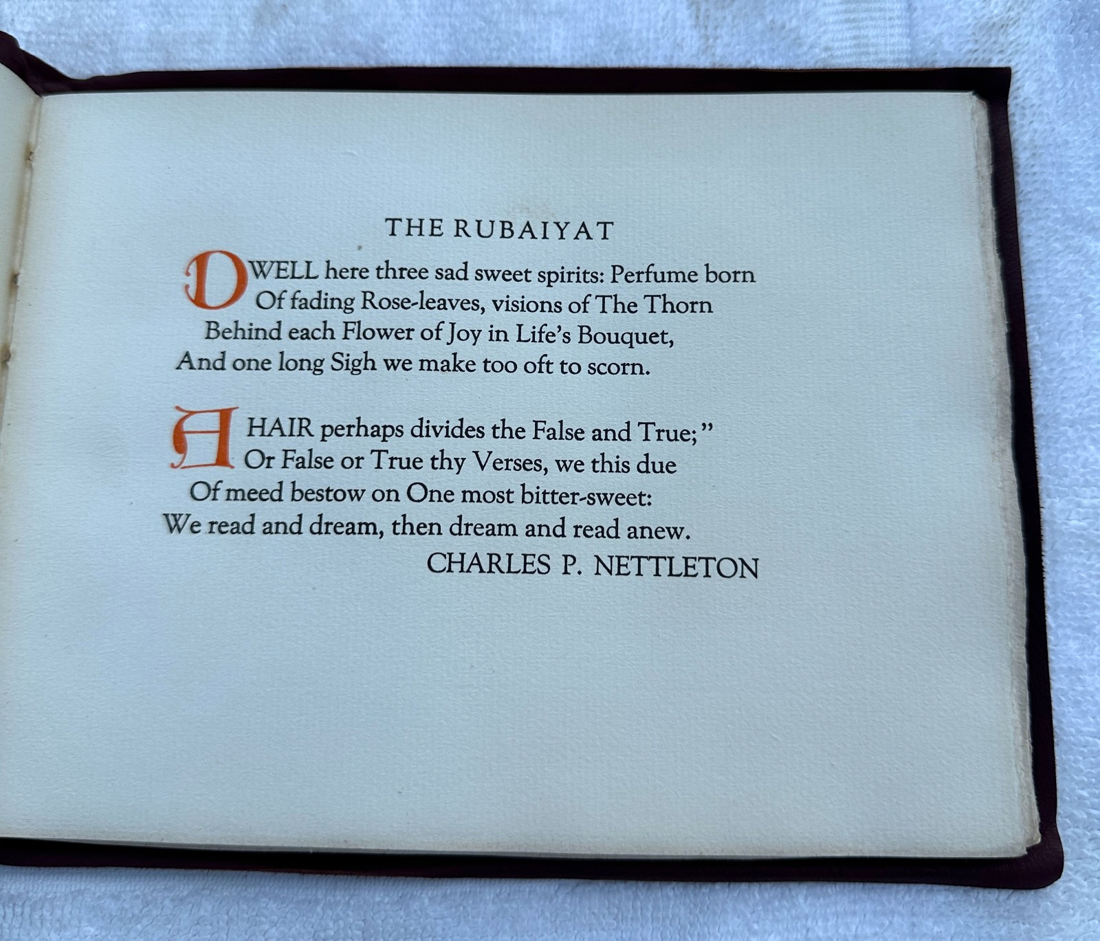 Vintage 1922 The Rubaiyat Of Omar Khayyam Suede Cover Book by Roycrofters w/ Box