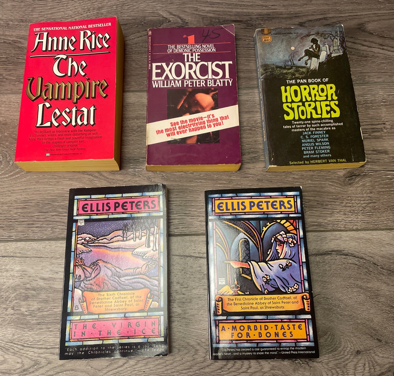 Vintage Horror & Mystery Book Lot (5) – Anne Rice, Exorcist, Ellis Peters