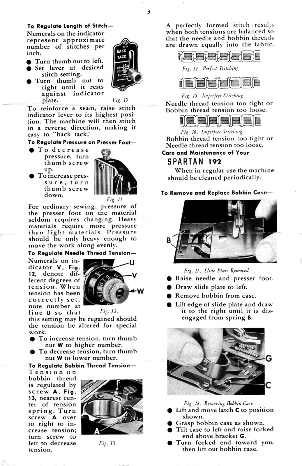 SINGER 192 Spartan Sewing Machine User Manual – STEEL WIRE BOUND – TOUGH COVERS