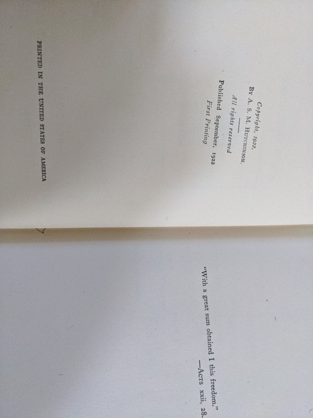 „THIS FREEDOM“ by A.S.M. HUTCHINSON Hardcover Novel (1922) 372-pages