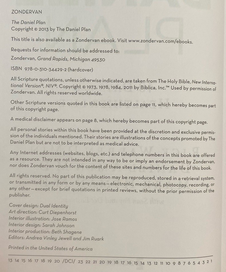 The Daniel Plan: 40 Days to a Healthier Life by Rick Warren 2013 Hardcover