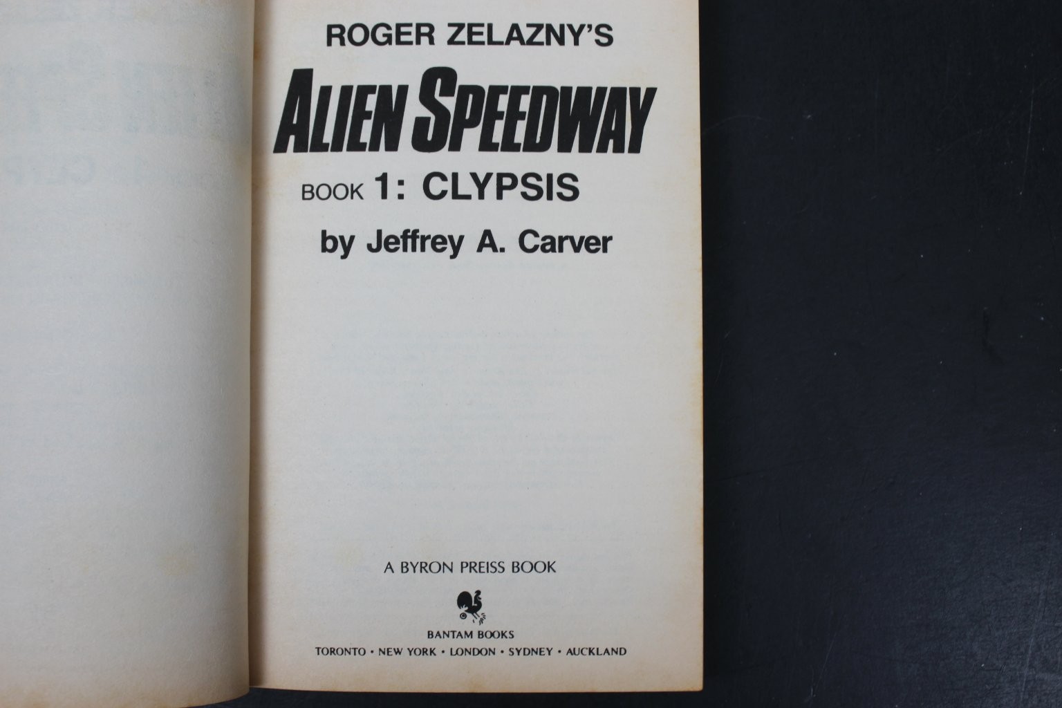 Alien Speedway Clypsis Jeffrey A. Carver 1987 Sci-Fi Bantam Spectra Book PB