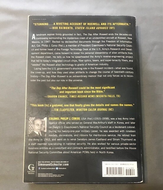 The Day After Roswell – by Col. Philip J. Corso – 371 pages – Paperback