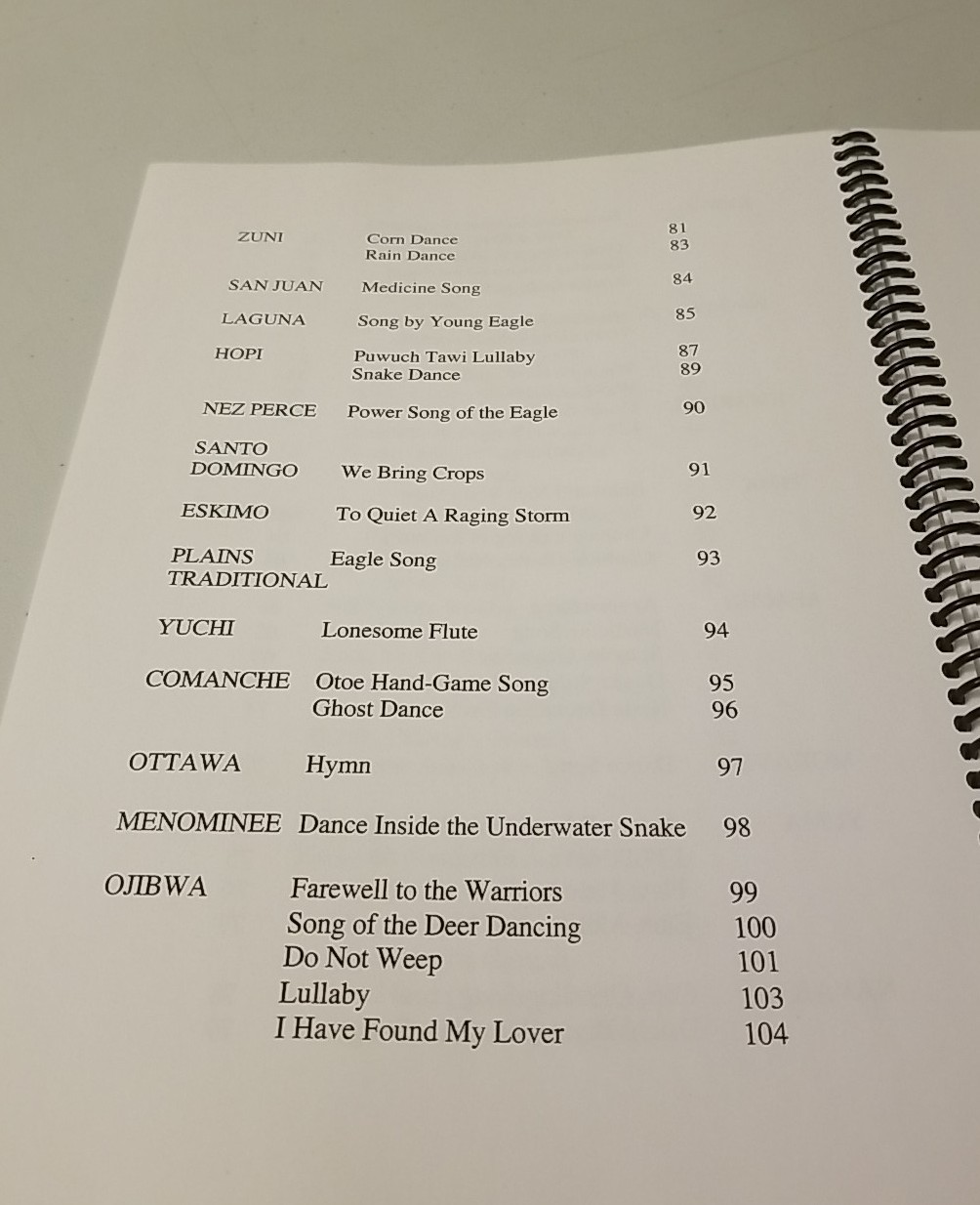 Native American Flute Song (Anishnaabe bbigon ngamwin) Spiral Paperback Music
