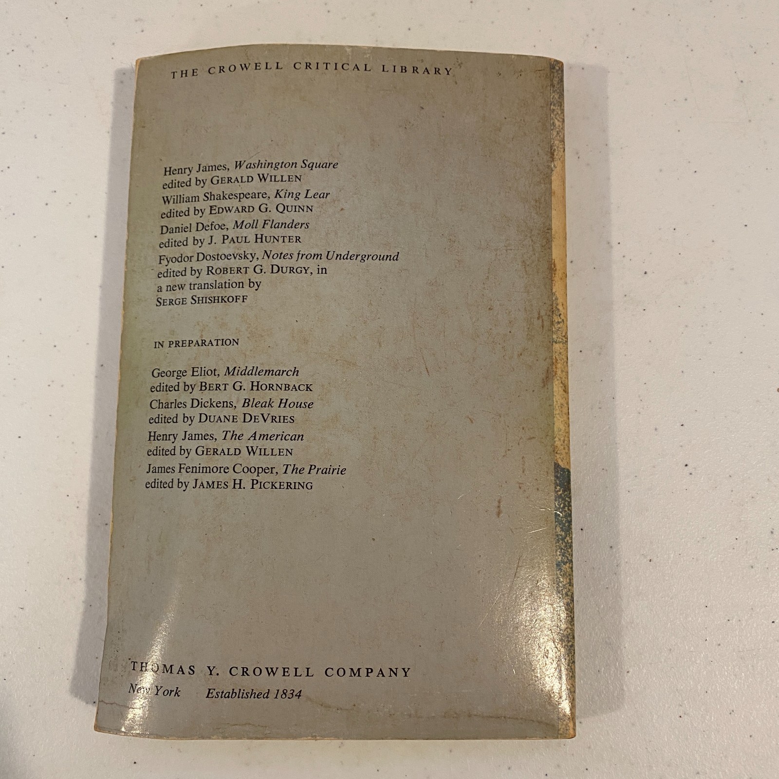 Notes from Underground Fyodor Dostoevsky Crowell Critical Library PB 1969 Durgy