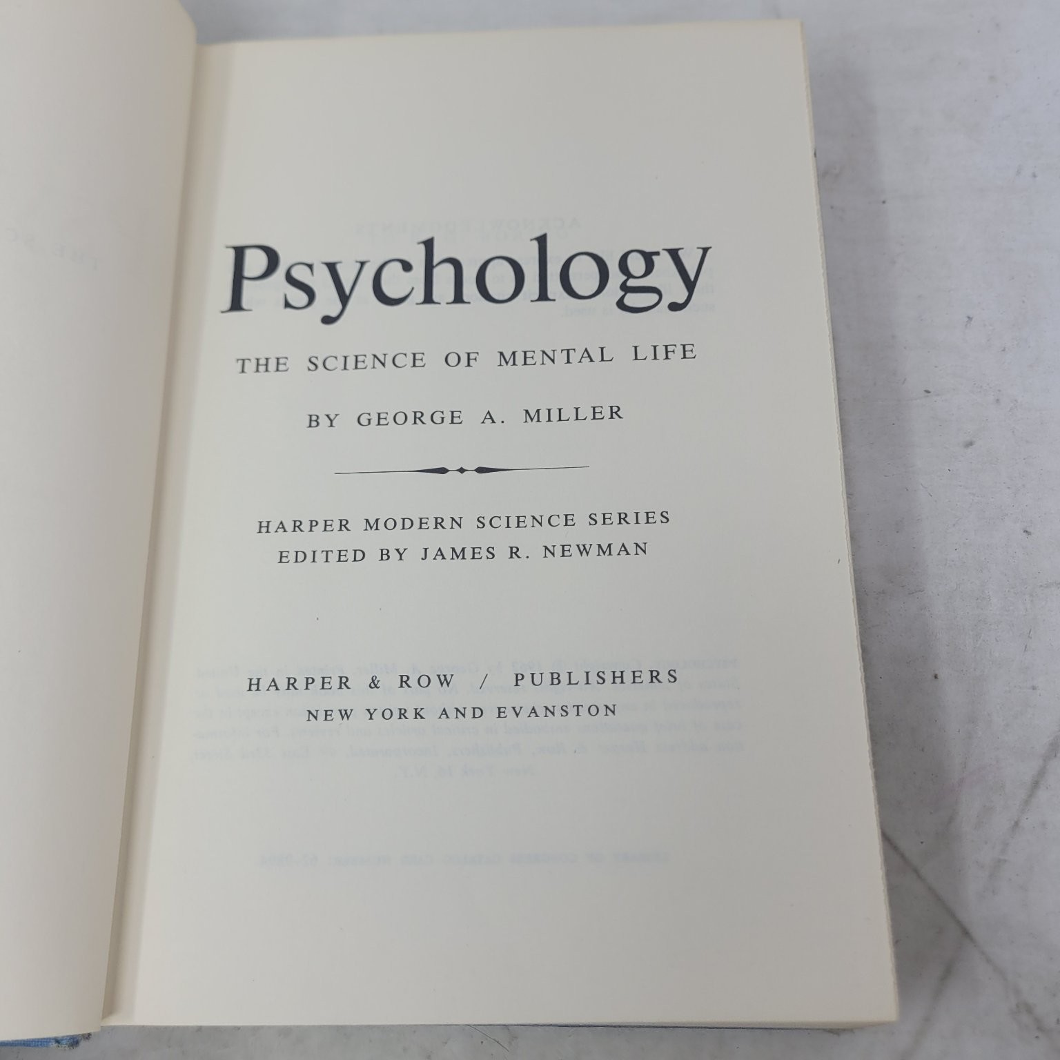 Psychology The Science of Mental Life George A. Miller 1962 Harper & Row
