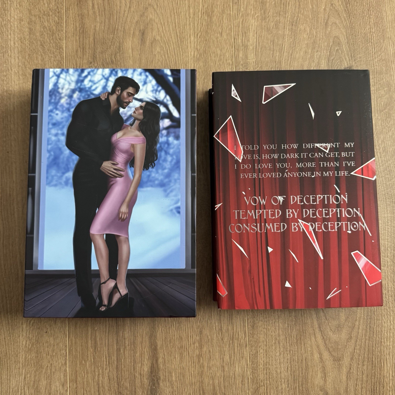 Books For Days Crate Rina Kent Deception Trilogy Hardcover & Case Red Edges