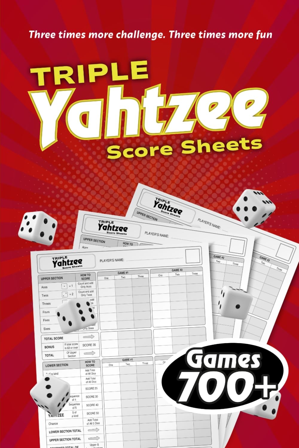 Triple Yahtzee Score Sheets Score Games for Scorekeeping, Yahtzee Score Pads,…
