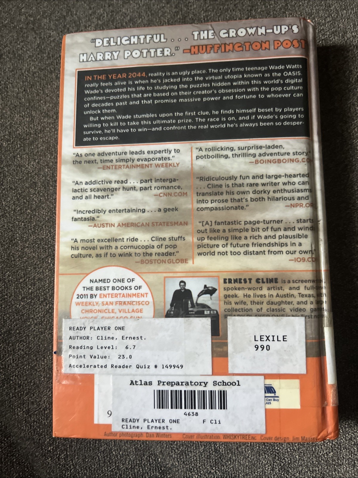 Ernest Cline Ready Player One Book Hardcover Orange Sci-Fi Novel 2011 Edition