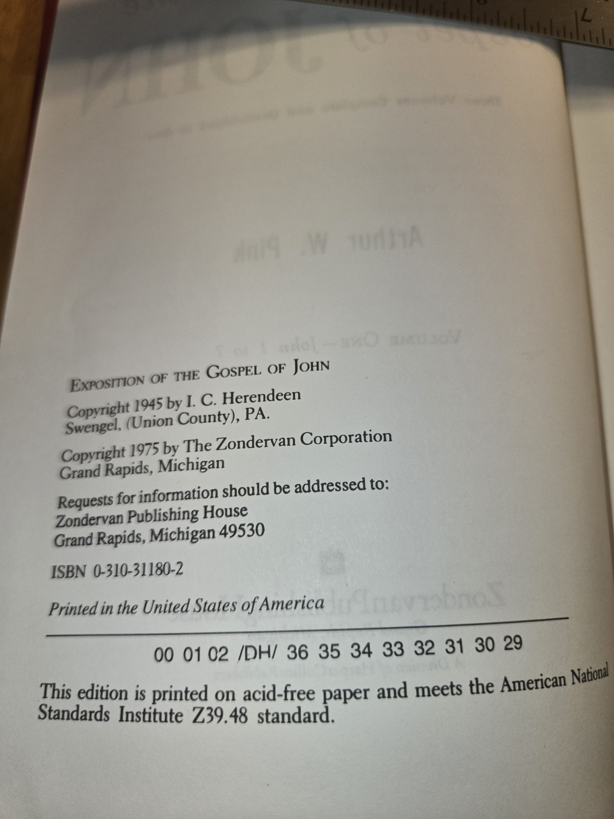 Arthur W. Pink Exposition of the Gospel of John HC Zondervan 1975 Commentary