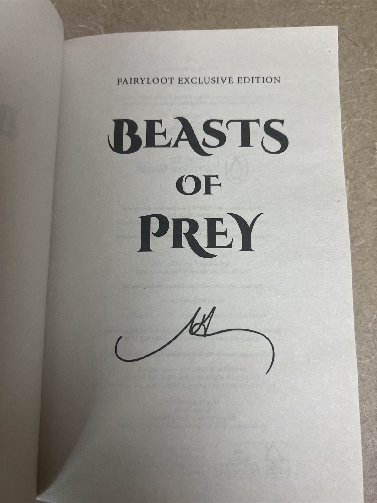 Beasts of Prey by Ayana Gray Fairyloot Edition Paperback Signed Exclusive Cover
