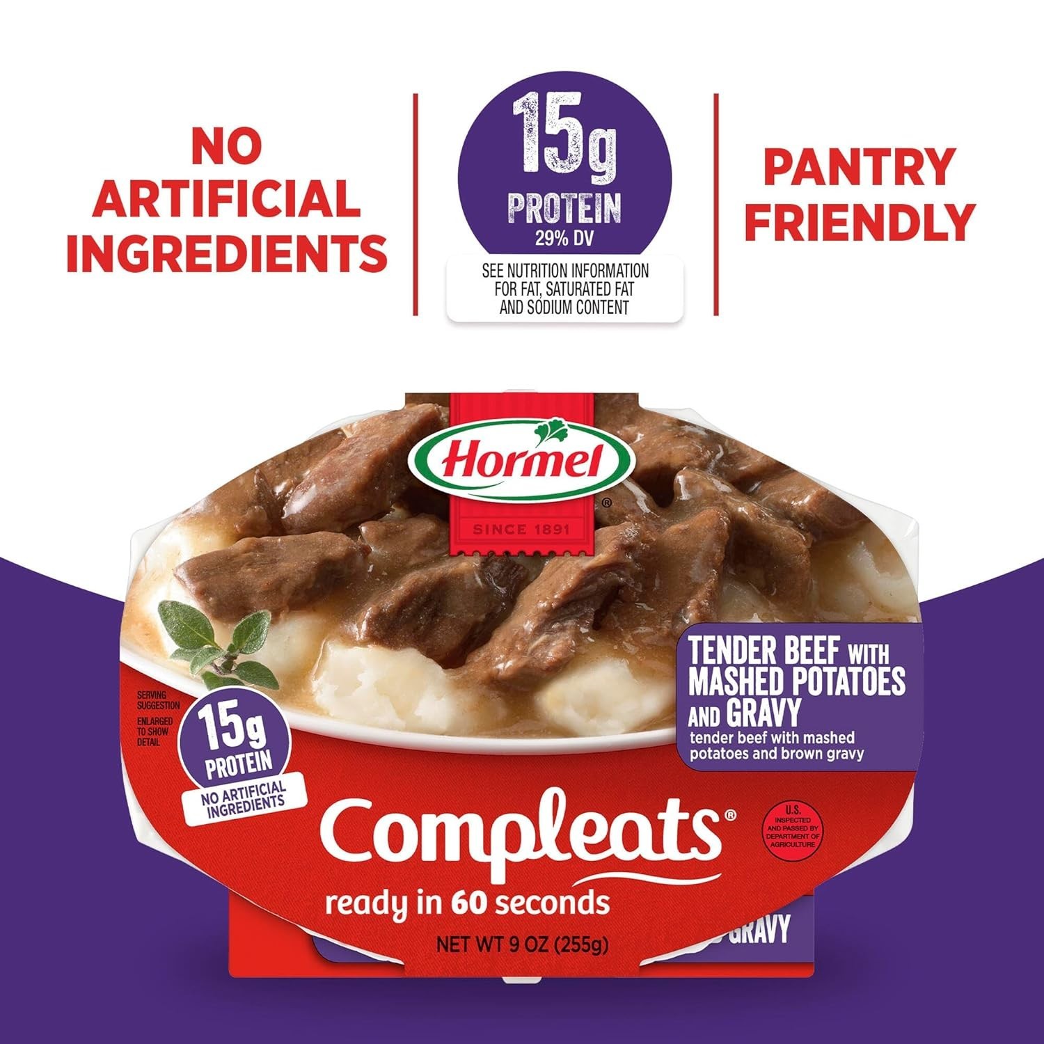 Tender Beef with Creamy Mashed Potatoes & Gravy – 9 oz Microwave Tray 6 Pack