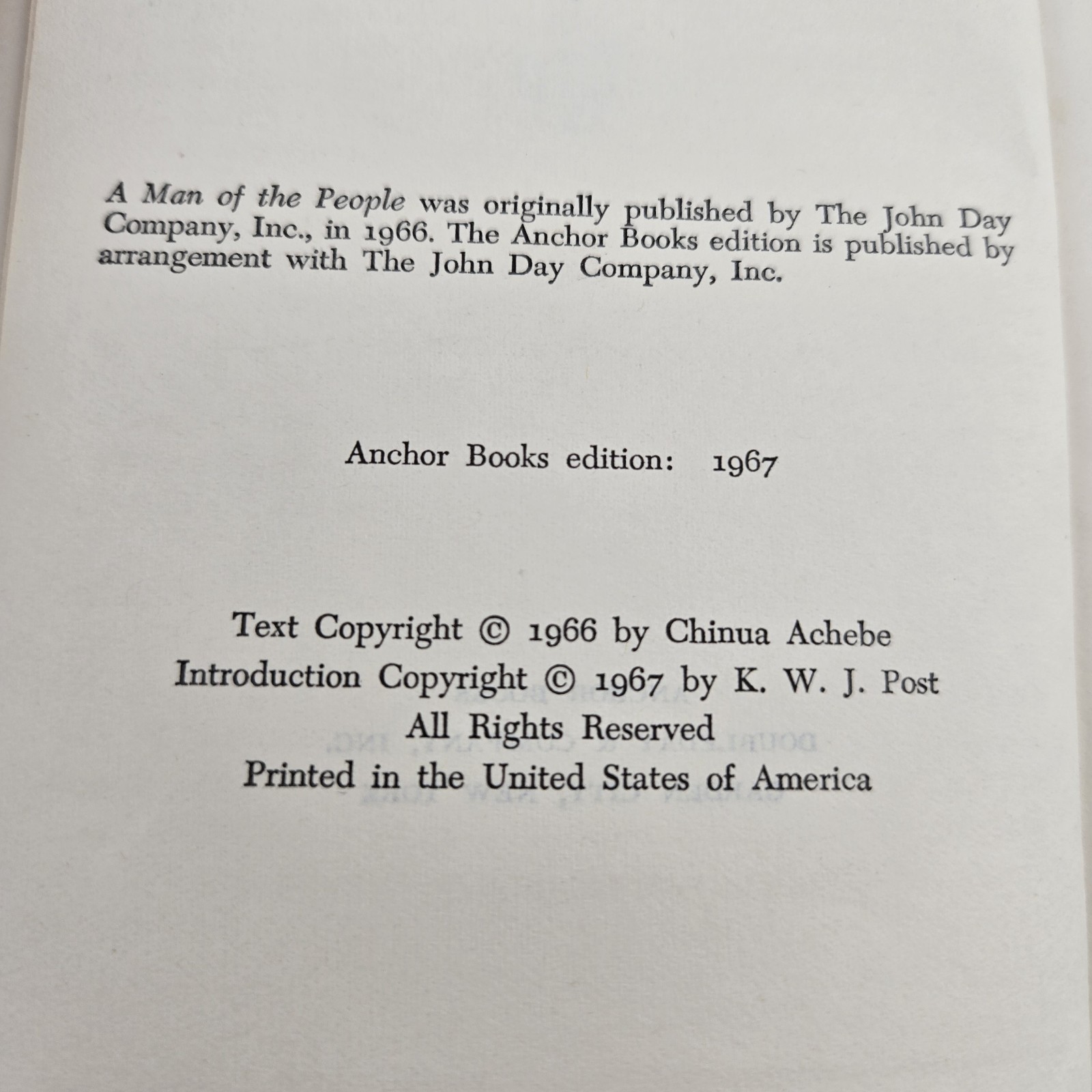 Lot of 2 Novels by Chinua Achebe 1960s PB Anchor Books Arrow of God Nigeria