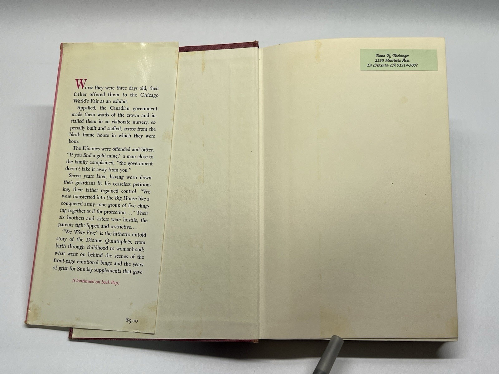 We Were Five James Brough 1965 1st Ed HC Simon and Schuster