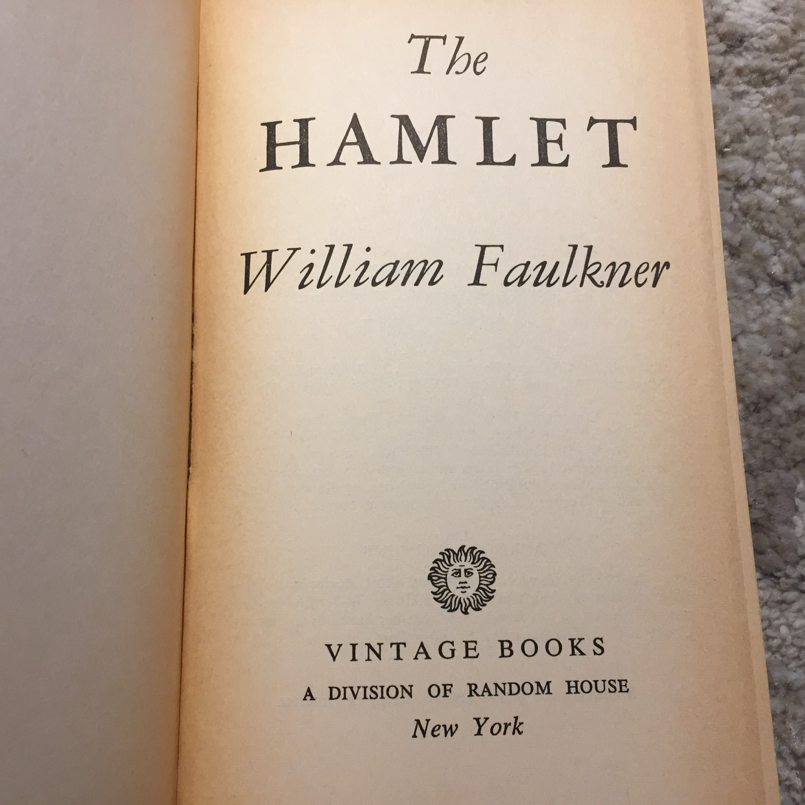 The Hamlet William Faulkner 1956 Vintage Books Family Ambition Paperback Book