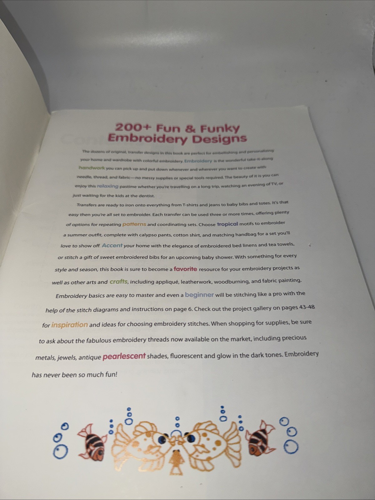Leisure Arts 200 Plus Fun and Funky Embroidery Designs- Iron On Transfers!