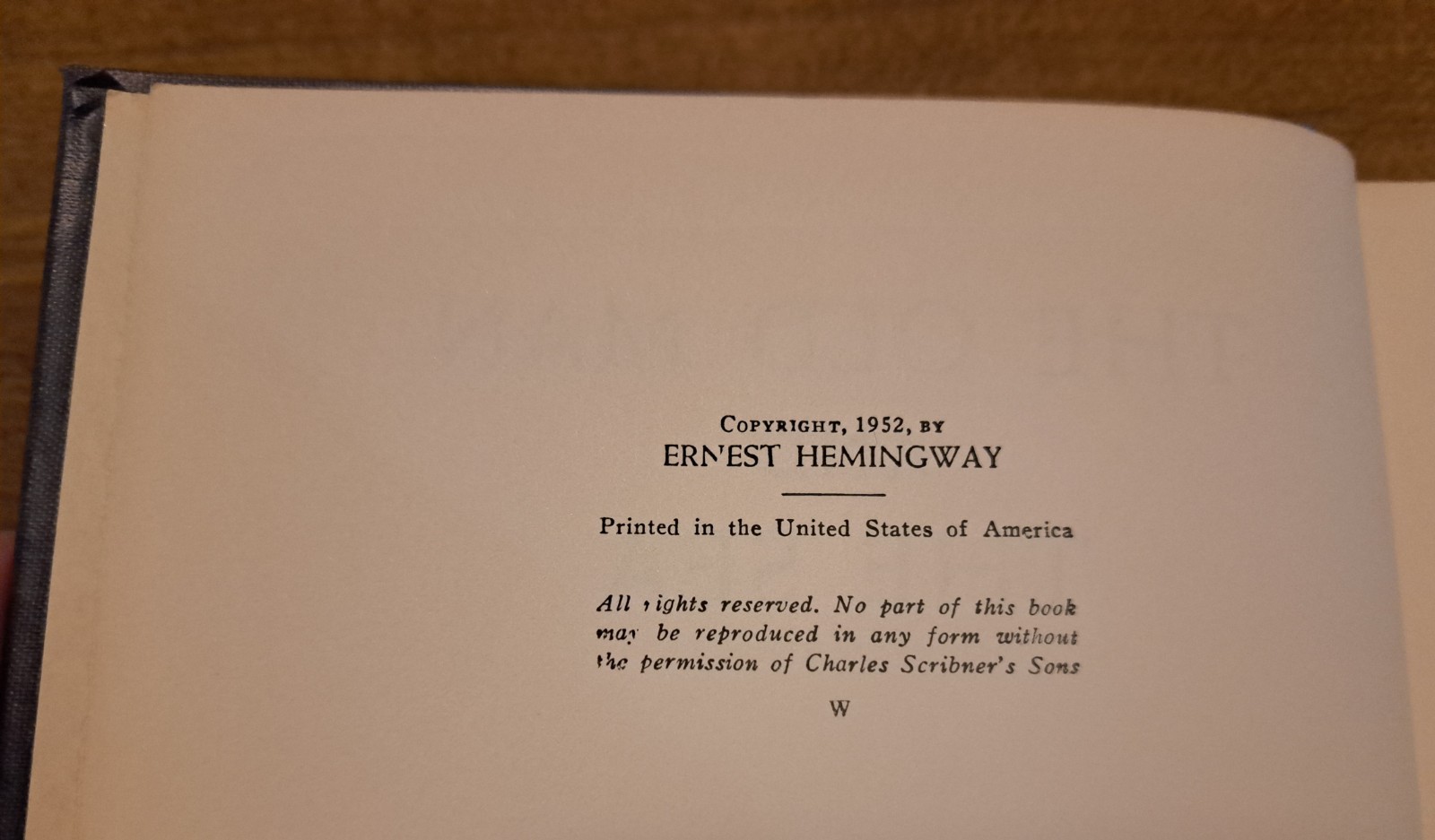 The Old Man and the Sea Ernest Hemingway HC 1952 Charles Scribner’s Sons „W“