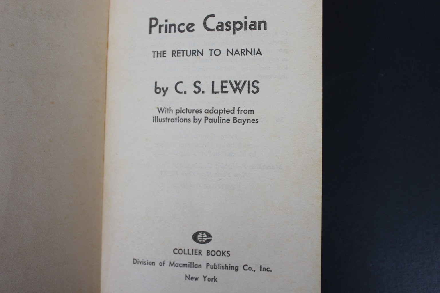 Prince Caspian C.S. Lewis 1970 First Collier Edition Chronicles Narnia Fantasy