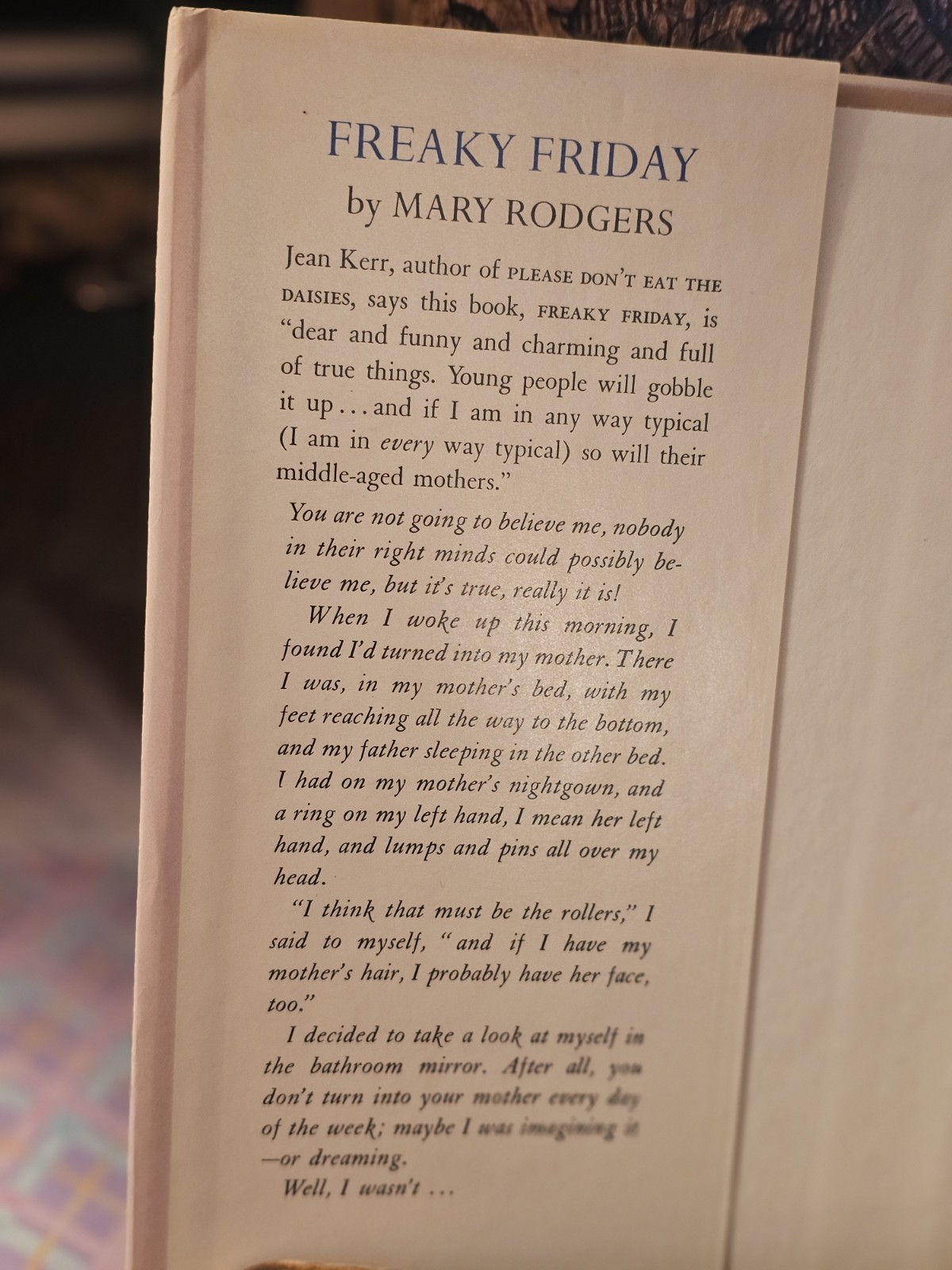 „Freaky Friday“ by Mary Rodgers – Hardcover Book w/Dustjacket – 1972 1st Edition