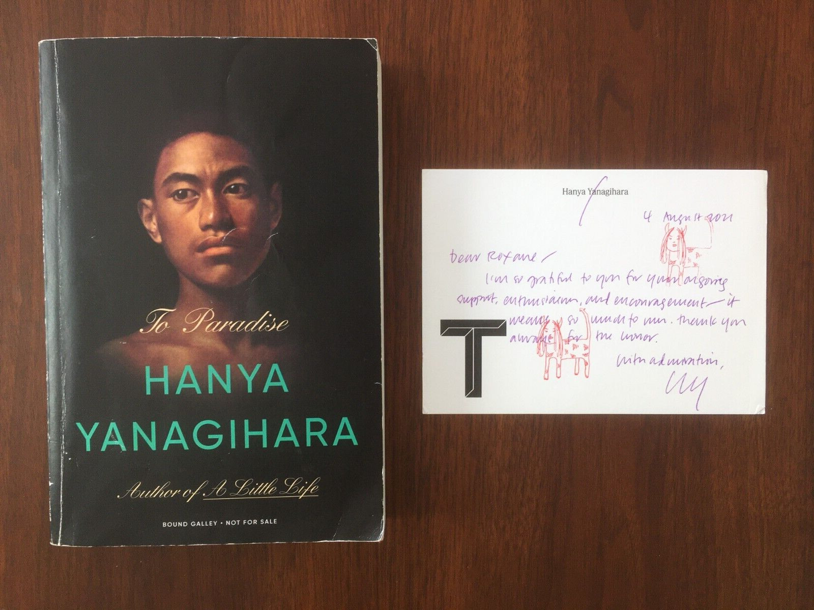 Hanya Yanagihara – To Paradies – Bound Galley w/ Signed Letterhead Stationary