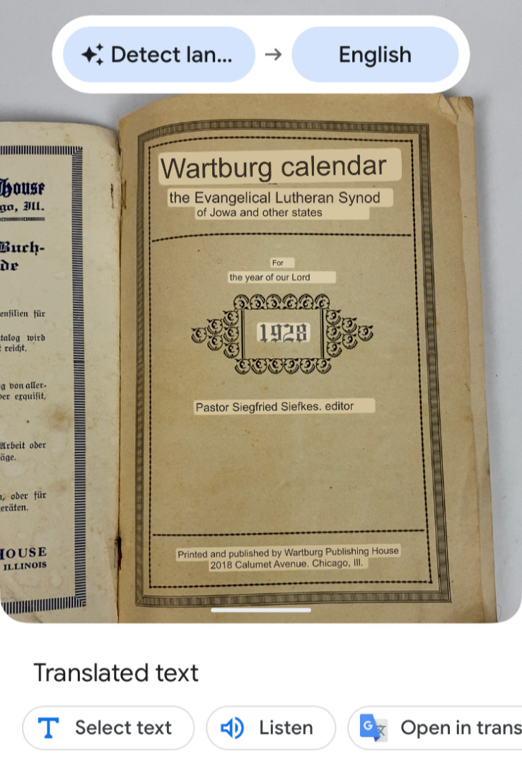 1928 Wartburg Kalender German Edition Book Seminar Dubuque Iowa Vintage