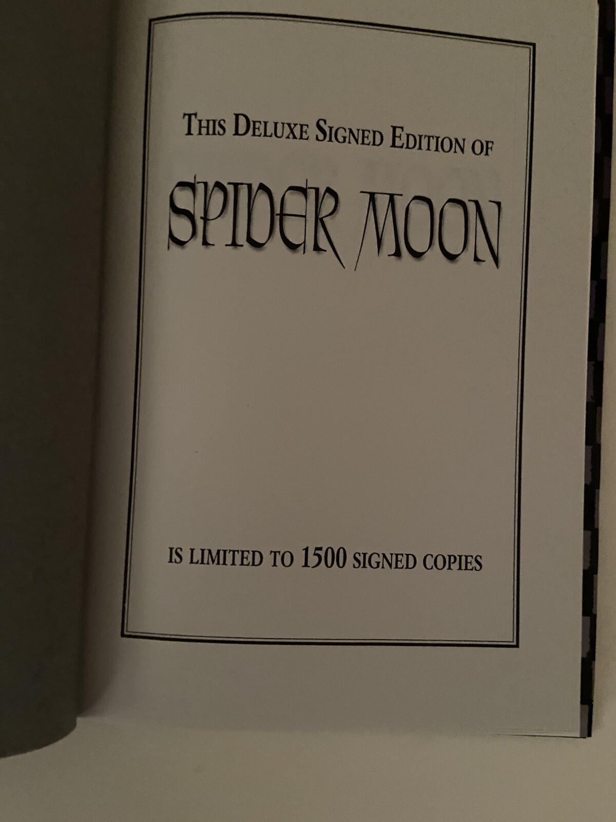 Spider Moon by John Shirley, 1st Limited Edition (not signed) Cemetery Dance New