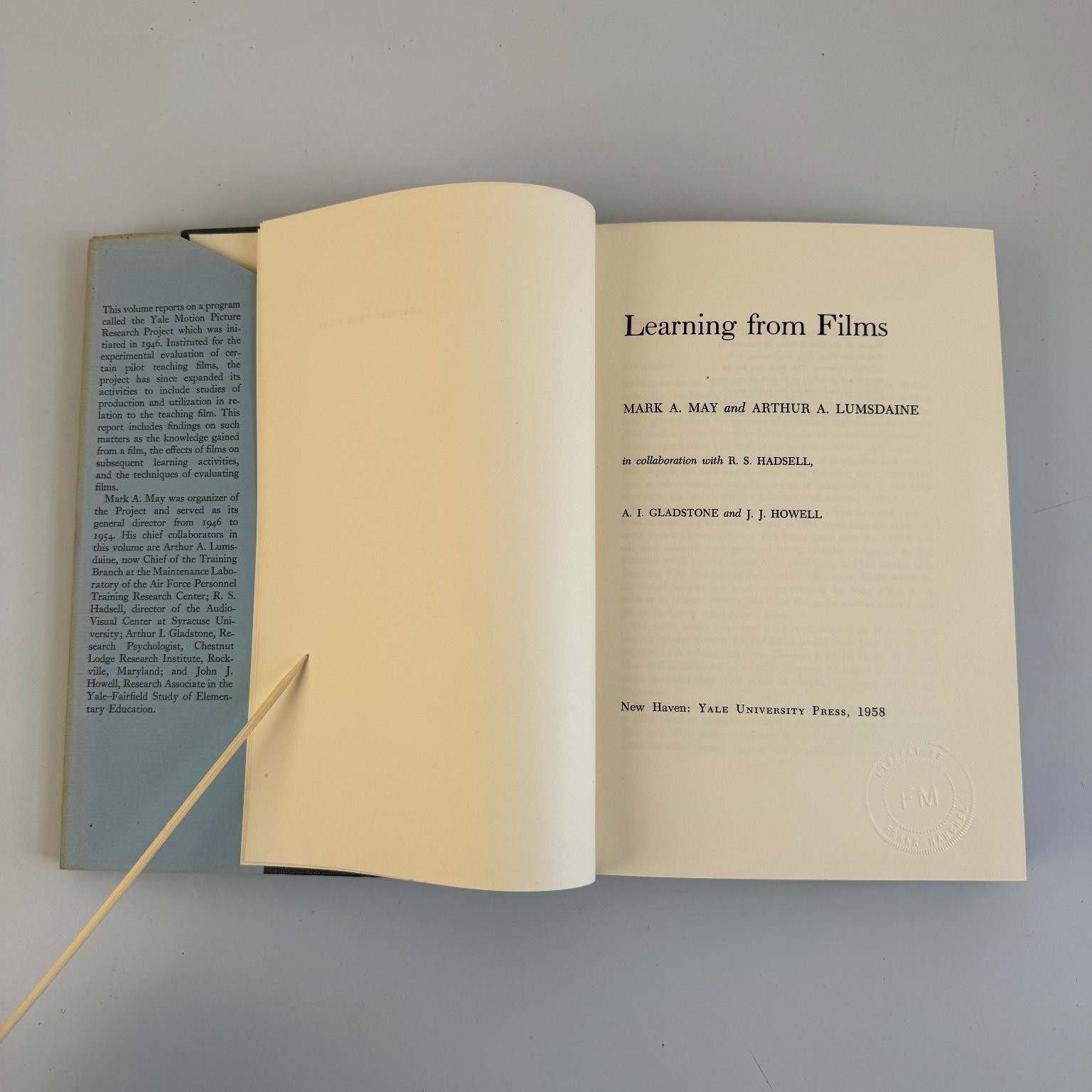 Learning from Films May Lumsdaine 1958 First Edition Yale University Press