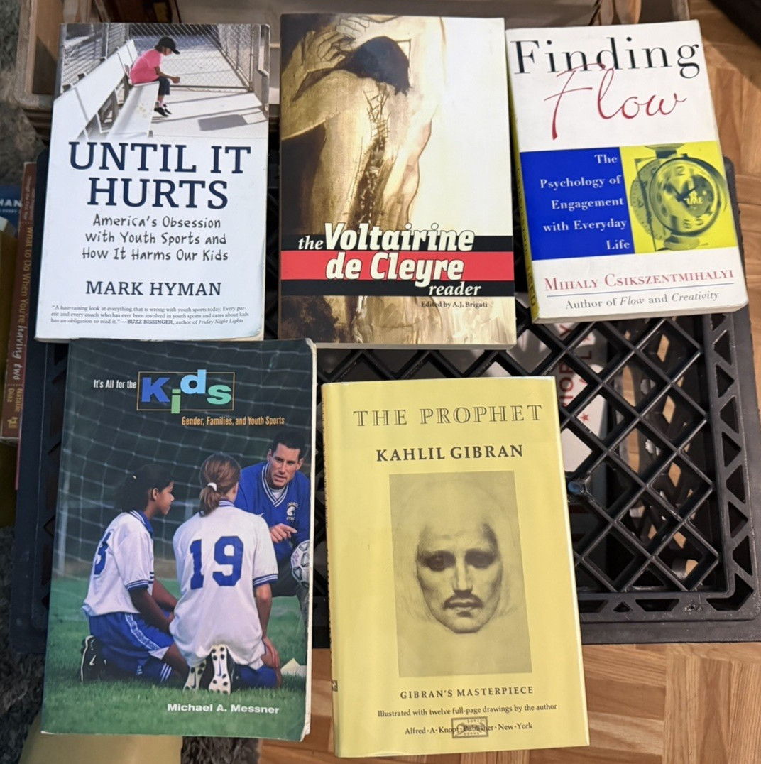 Mix Lot Of 12 Random Books – Yoga/Pilates, Poetry, Sports, Kids, Education