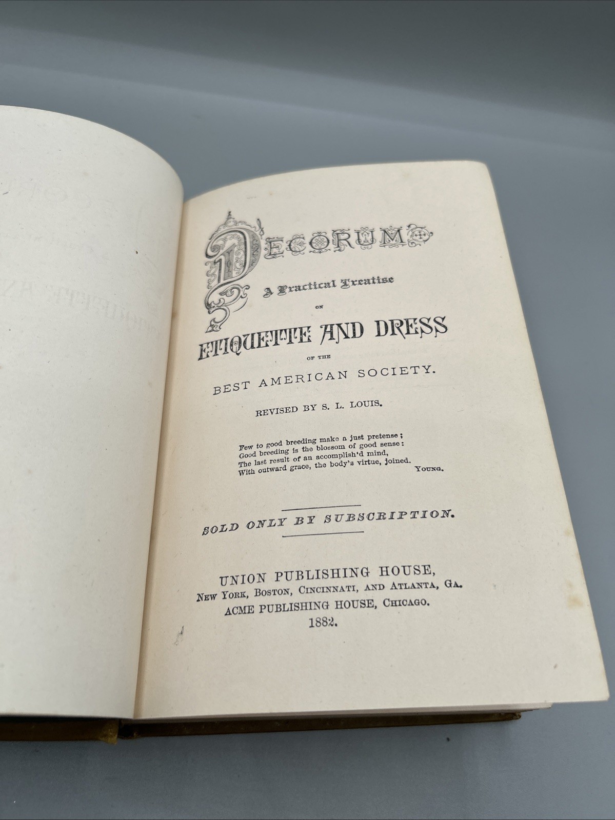 DECORUM 1881’s A PRACTICAL TREATISE ON ETIQUETTE AND DRESS of the Best American
