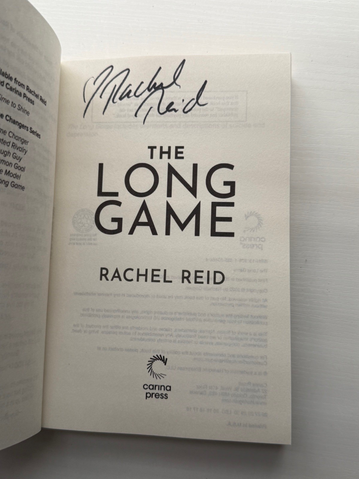 Heated Rivalry/The Long Game Signed Rachel Reid