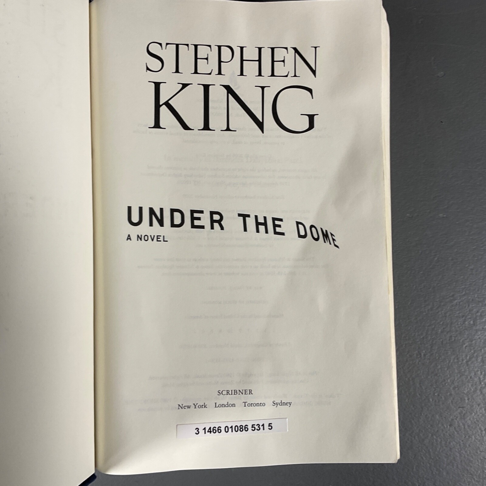 Under The Dome Novel By Stephen King Hardover Book Fiction Scribner 2009 U.S.A.