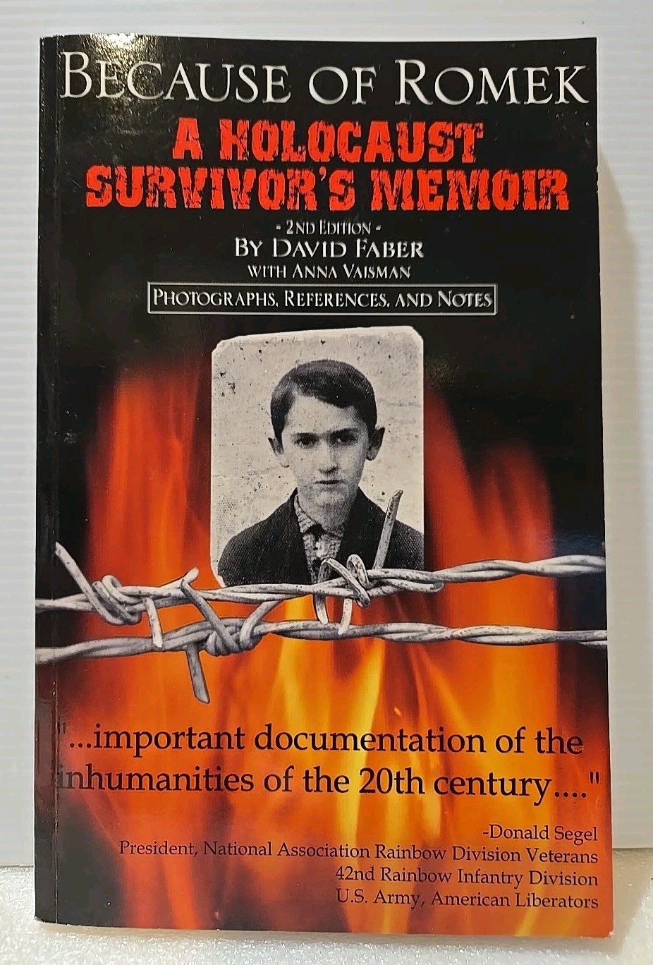 Signed: BECAUSE OF ROMEK: A Holocaust Survi… by David Faber (2005 HC 2nd Ed)