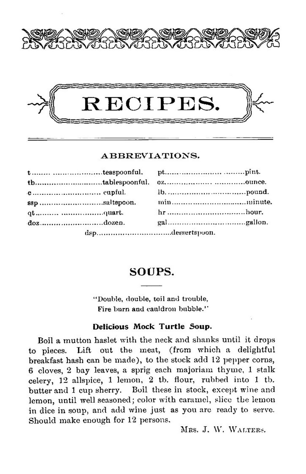1907 The Baptist Cook Book 168 Pages