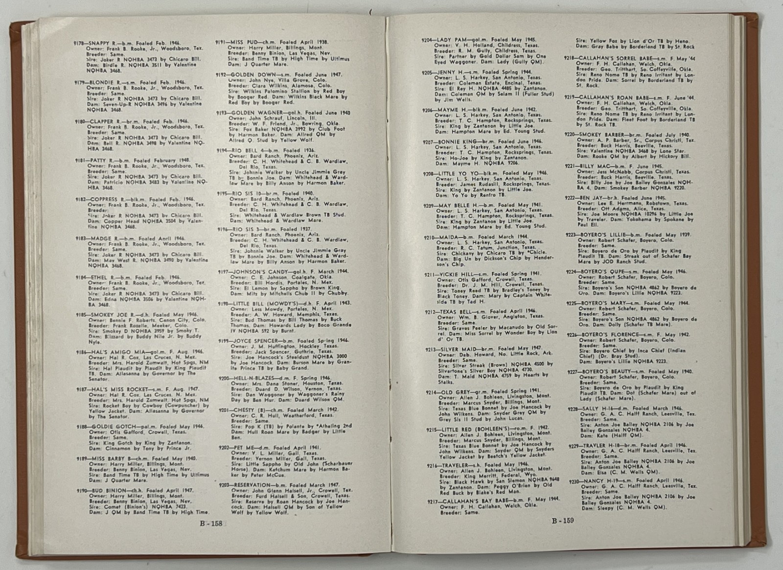 EQUESTRIAN / HORSES: N.Q.H.B.A. Permanent Stud Book: No. 1 & 2 – 1947/1948 HCs