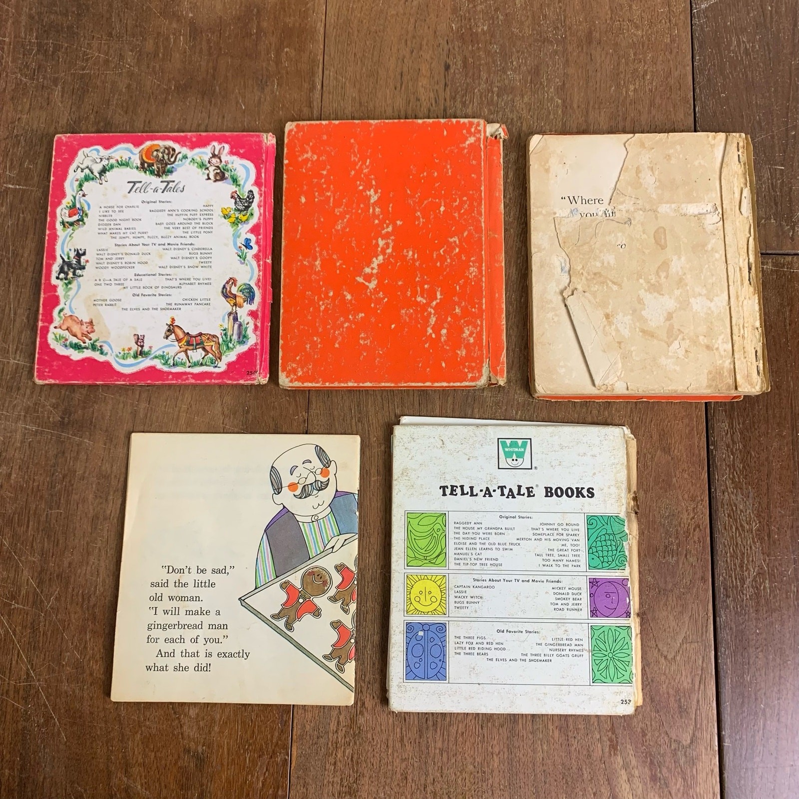 Bundle of 5 VINTAGE 1930s-1960s Children Story Books DIY REPURPOSE Shelf Decor
