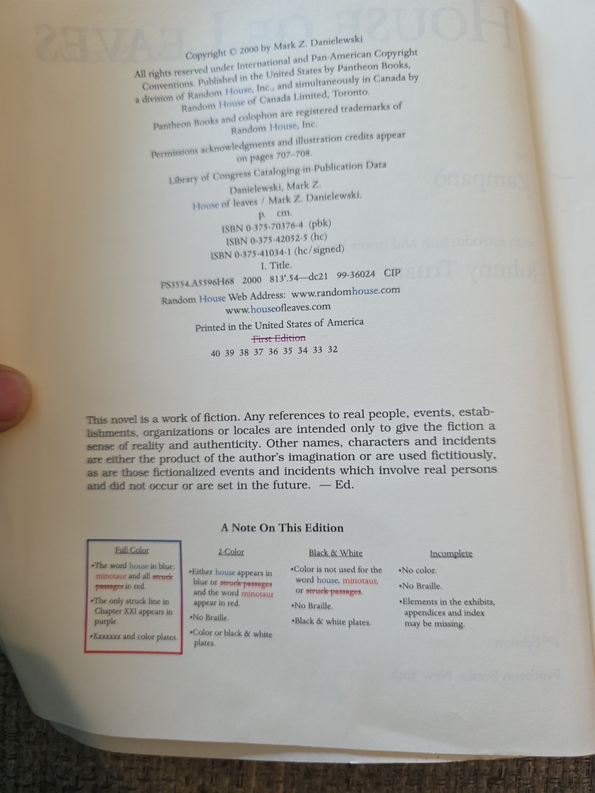 House Of Leaves by Mark Z. Danielewski Remastered Full Color Edition Paperback