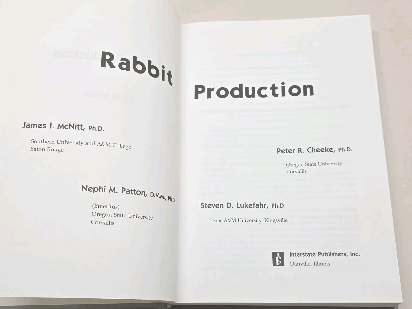 Rabbit Production 8th Edition Hardcover McNitt Patton Lukefahr Cheeke VGC