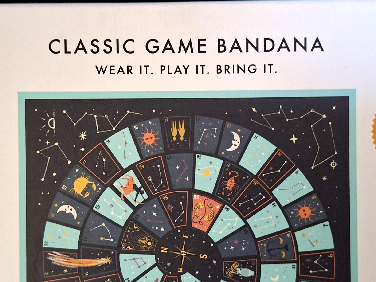 Galison Zodiac Race Classic Game Bandana 100% Cotton, Multicolor New In Box