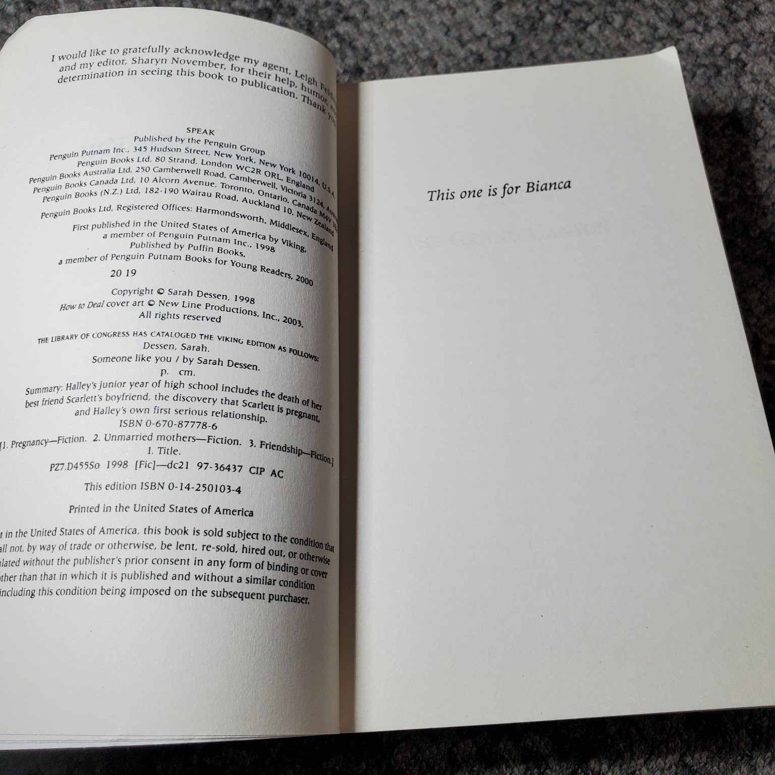 How to Deal Sarah Dessen 2000 Paperback YA Fiction Speak Penguin