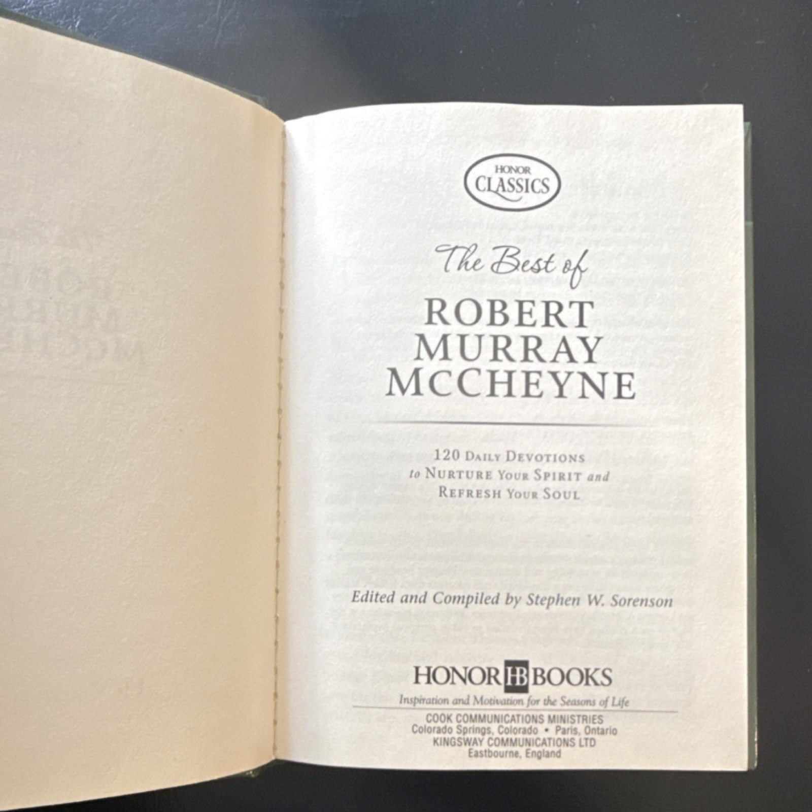 Cook, David C. Best of Robert Murray McCheyne 120 Devotions HC 2006 Honor Class…