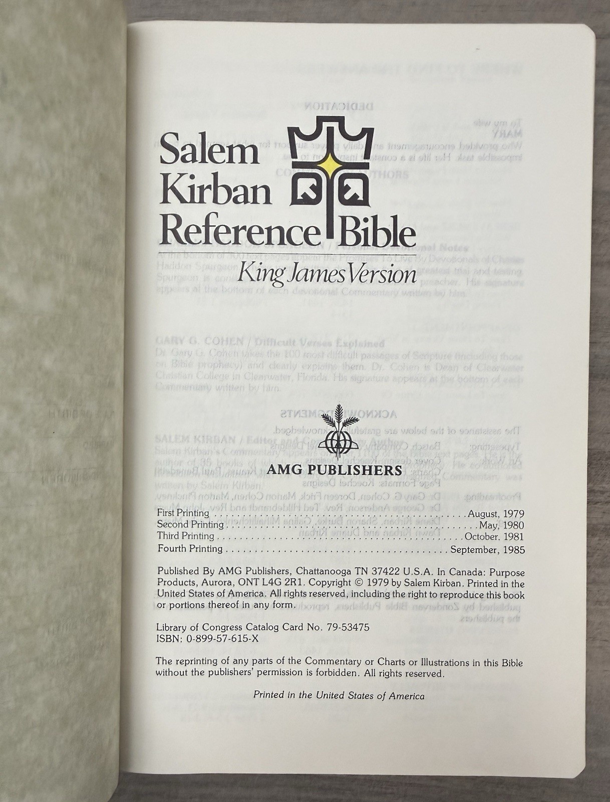 UNMARKED Salem Kirban Reference Bible KJV Bonded LEATHER King James Version AMG