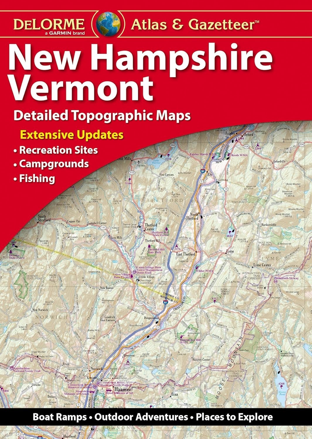 New Hampshire/Vermont Atlas & Gazetteer by Delorme (2022, Paperback )