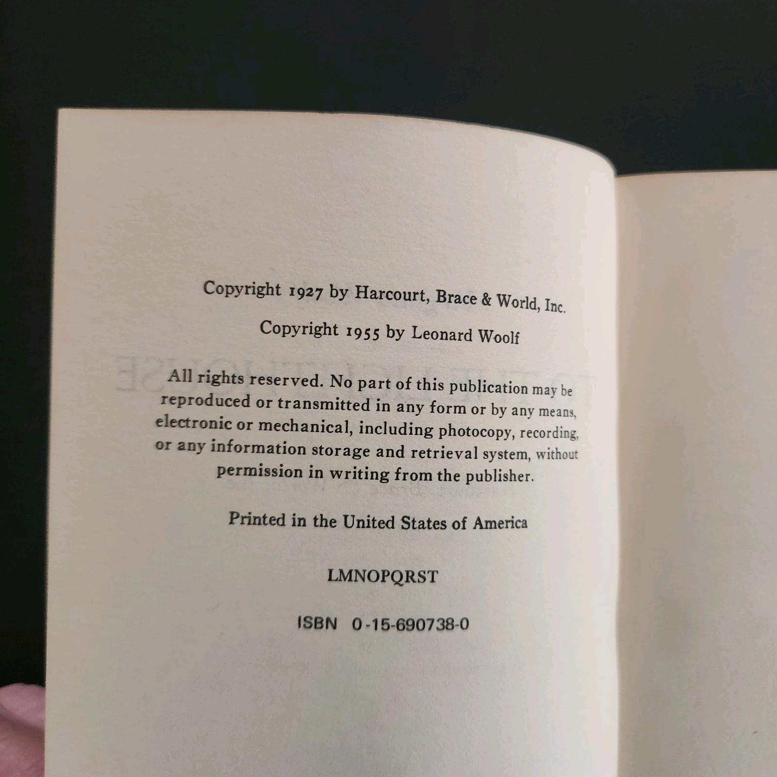 To the Lighthouse by Virginia Woolf 1955 Paperback Harvest