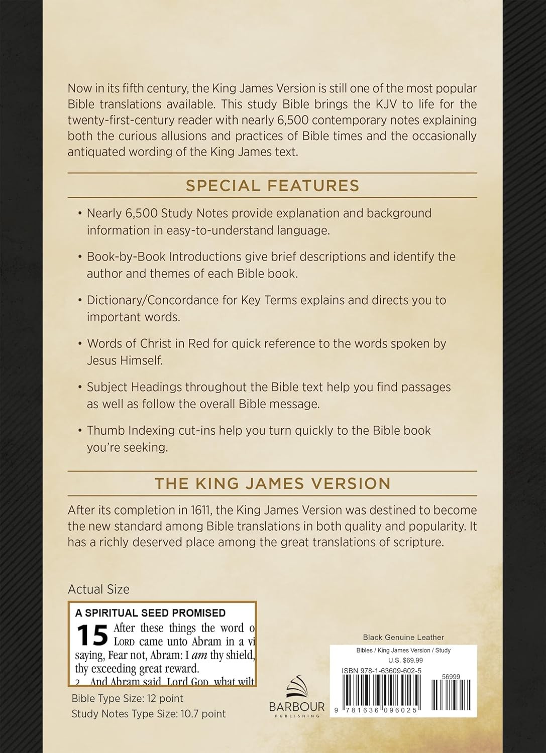 KJV Study Bible, Large Print Black Genuine Leather New