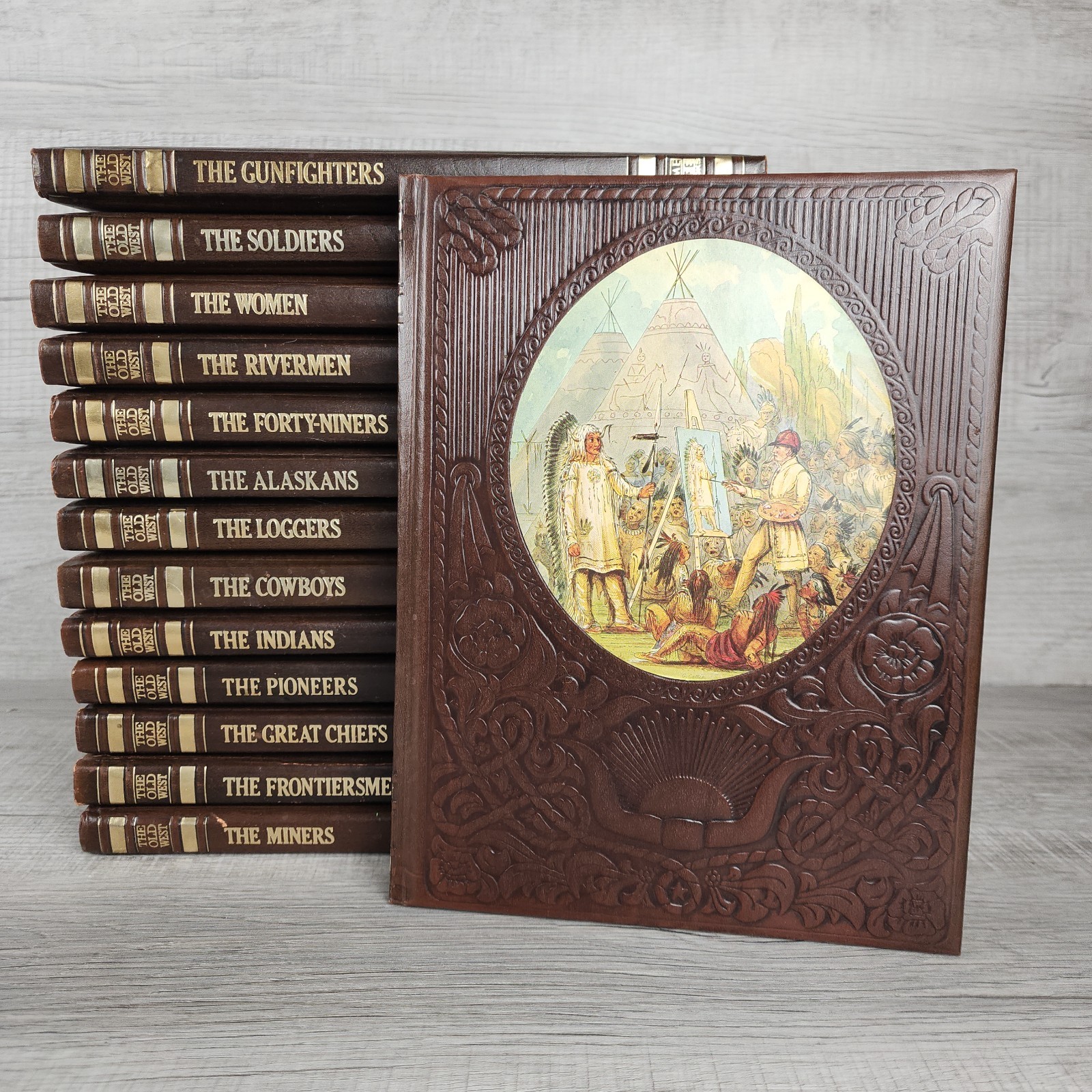 Lot of 14 Time Life Books The Old West Series Hardcover Brown Faux Leather