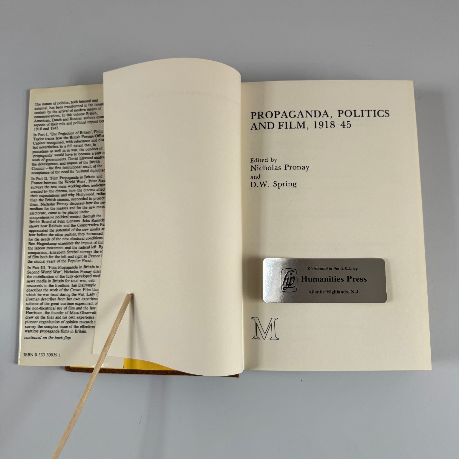 Propaganda Politics and Film 1918-45 Pronay Spring 1982 Hardcover Macmillan ARC