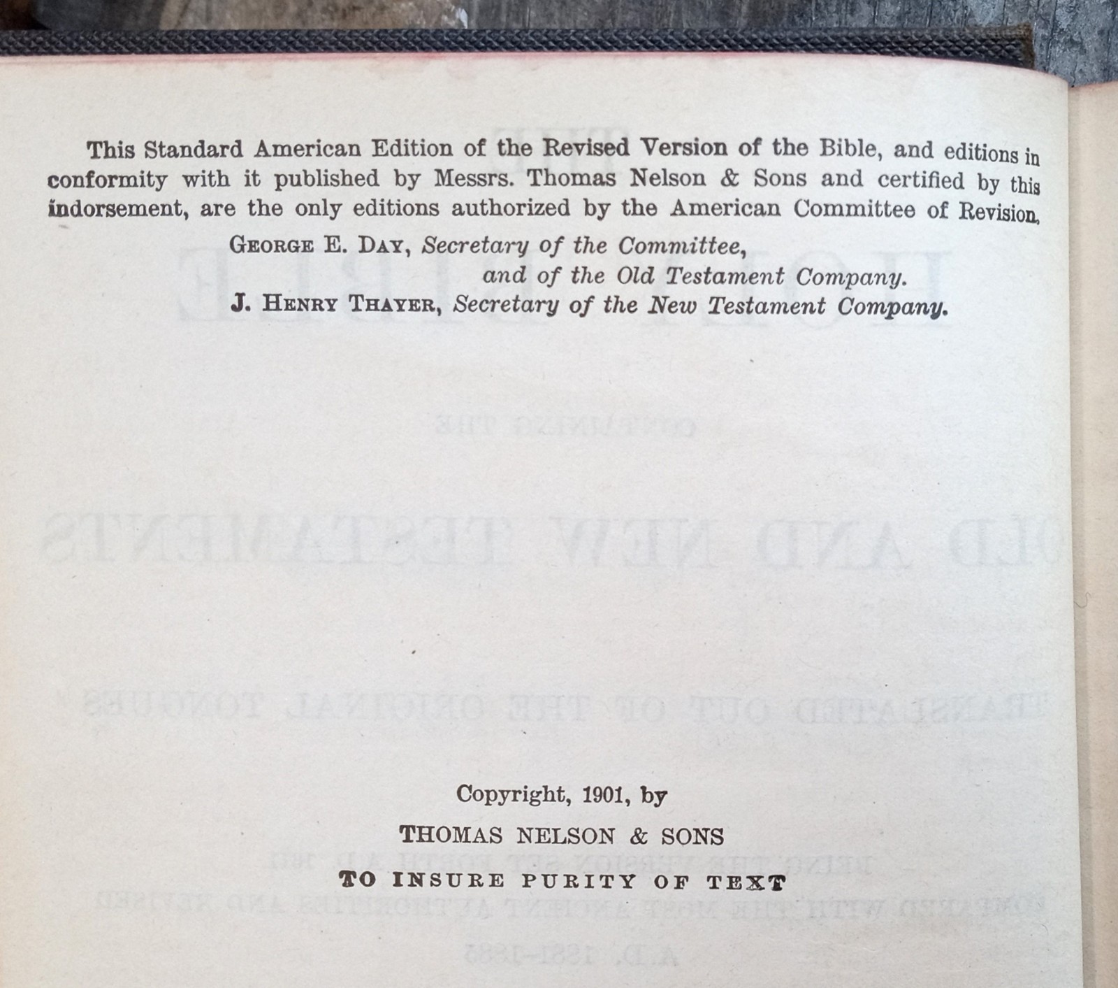 Holy Bible ~1901 Vintage HC~ Nelson (American Standard Version) Israel Christian