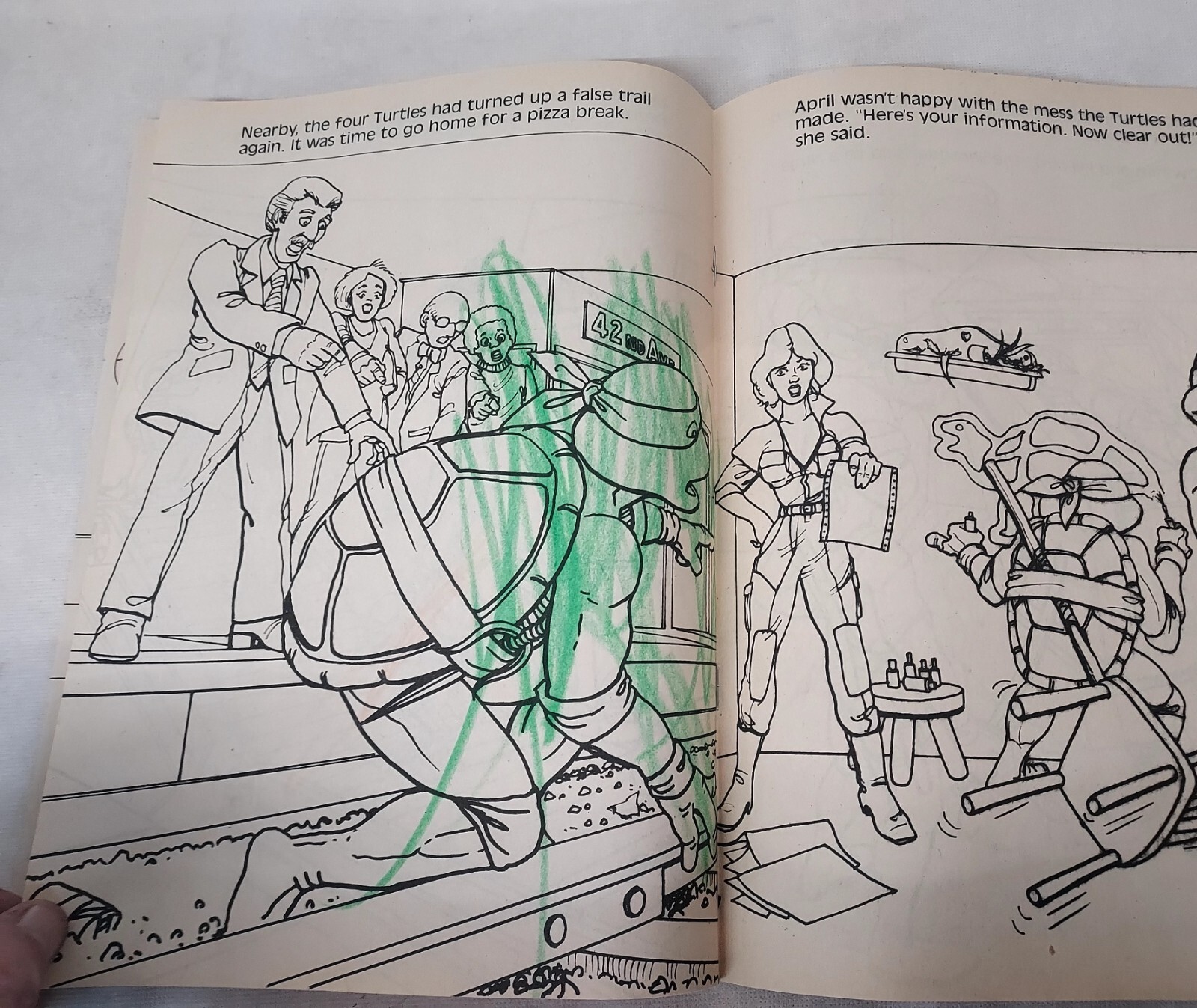 1988 TEENAGE MUTANT NINJA TURTLES Adventures to Color Coloring Book 3 Used Pages